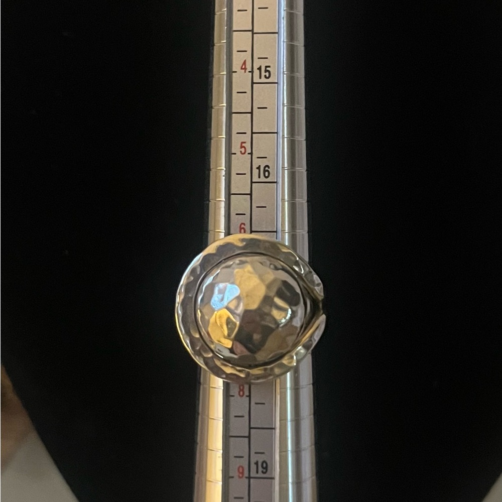 Hammered 925 Silver Sphere Statement Ring - image 1